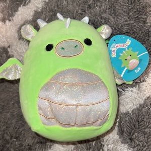NWT Eyk Green Dragon With Silver Ears, Horns & Belly Squishdate: 11-03-2021